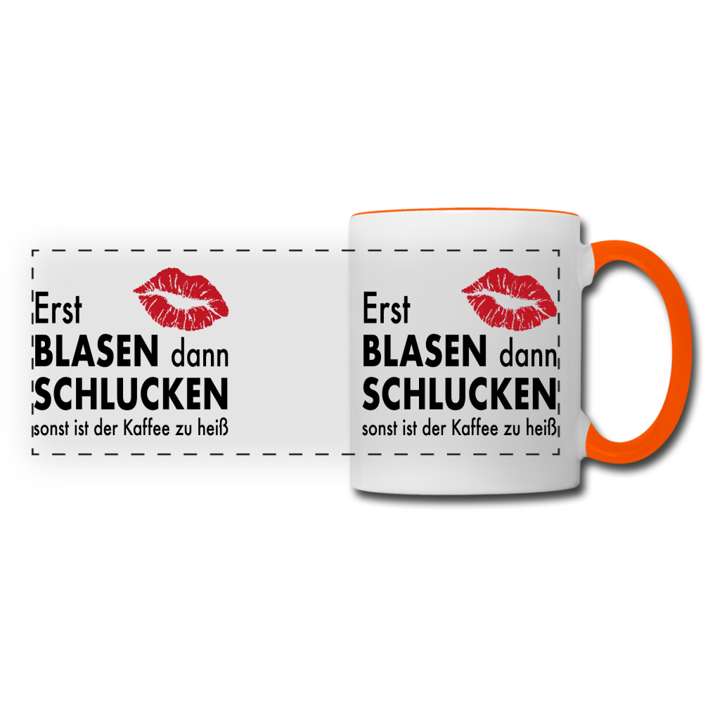 Erst blasen dann schlucken Tasse - Weiß/Orange