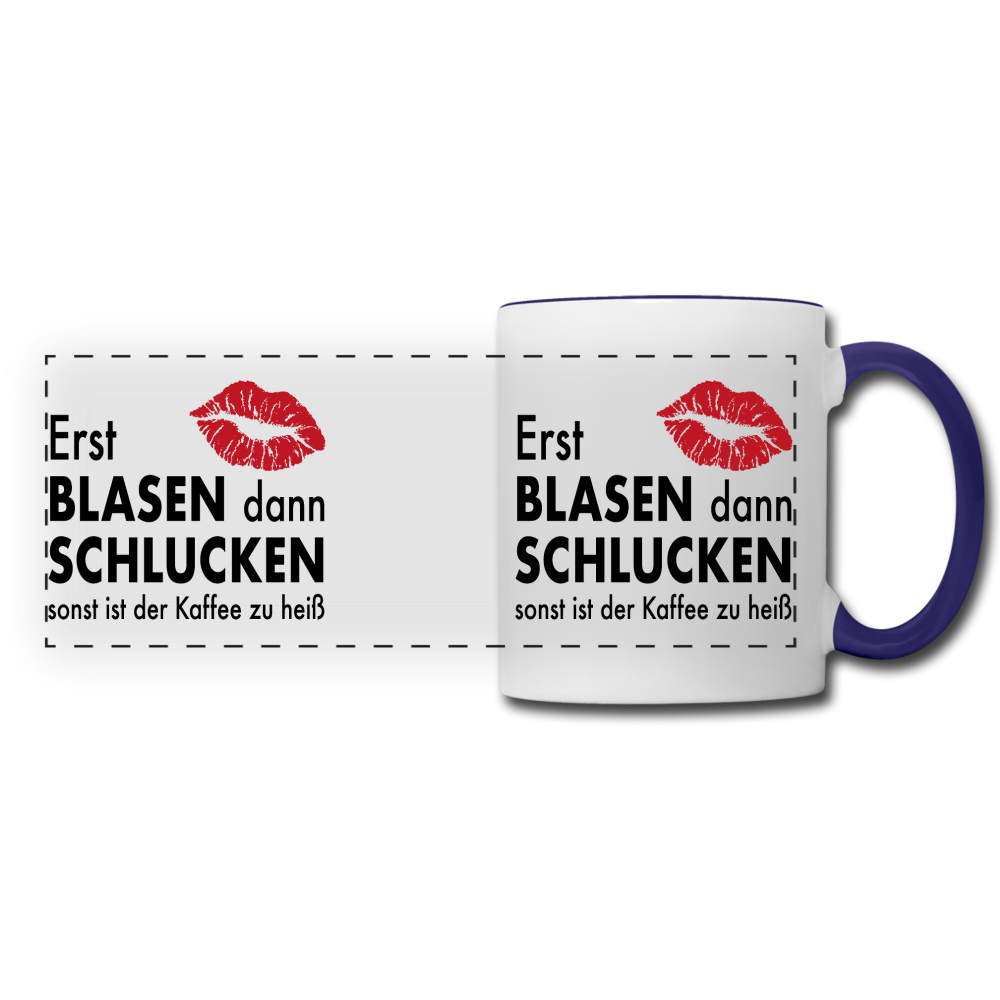 Erst blasen dann schlucken Tasse - Weiß/Kobaltblau