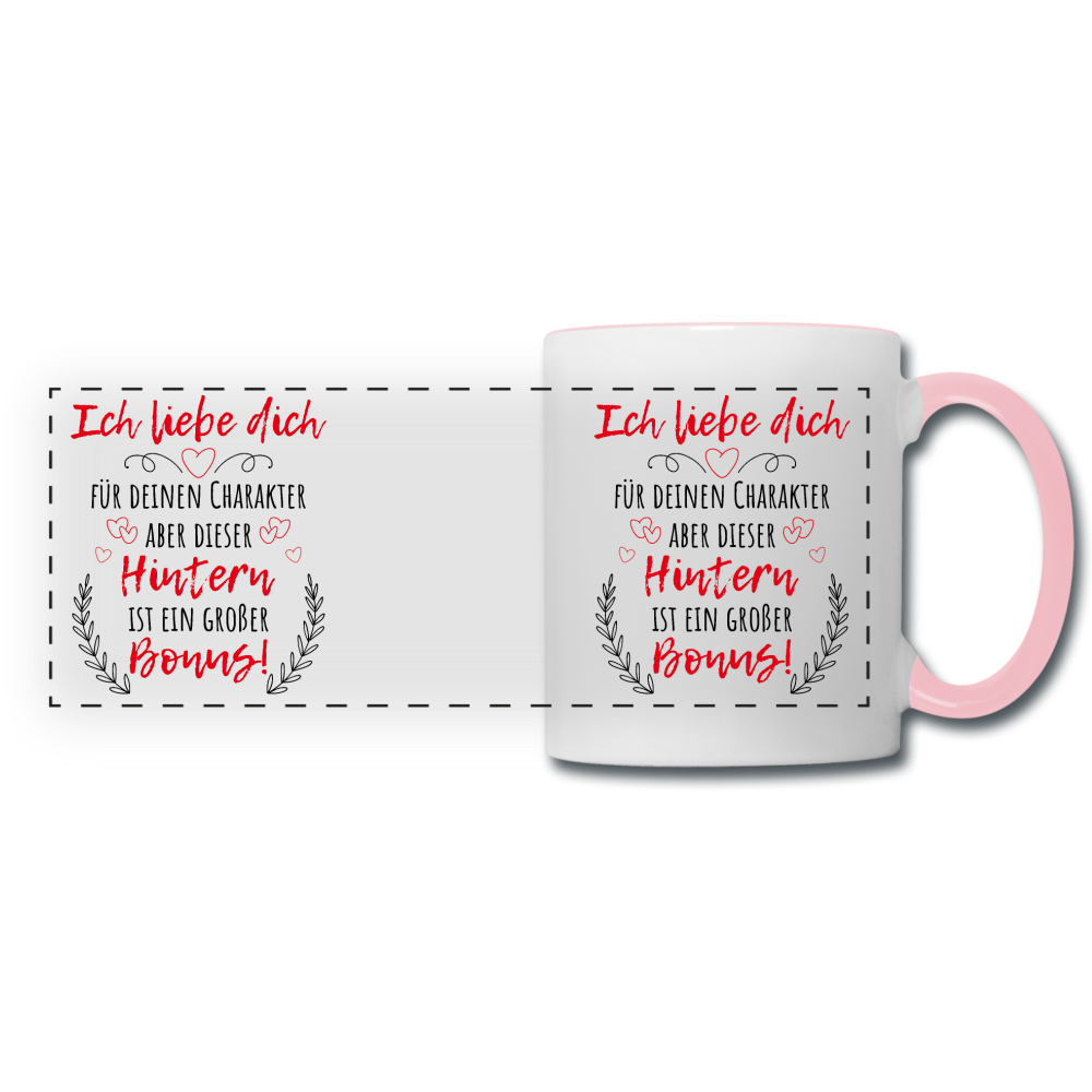 Ich liebe Dich für Deinen Charakter Tasse - Weiß/Pink