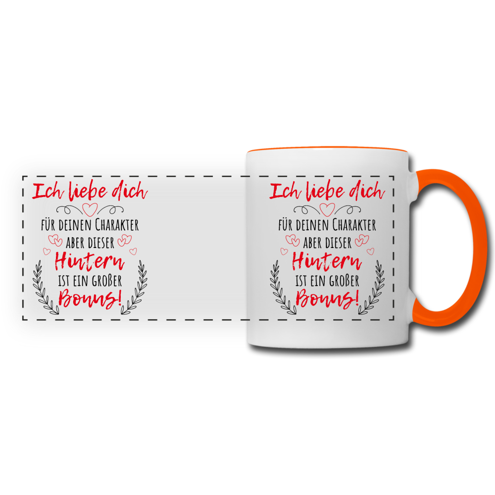 Ich liebe Dich für Deinen Charakter Tasse - Weiß/Orange