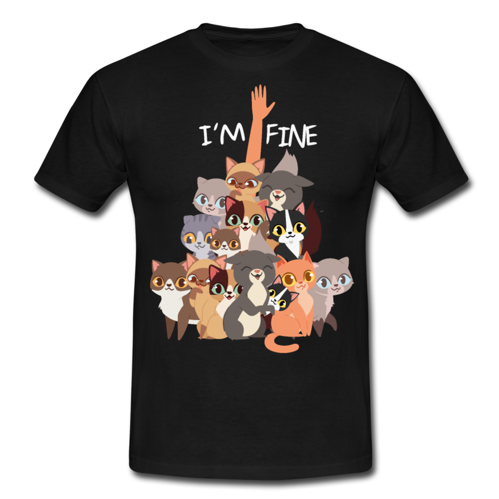I'm Fine Katzenspruch | Männer T-Shirt - Schwarz