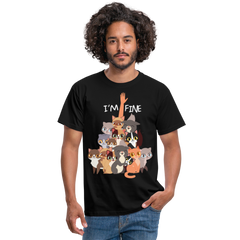I'm Fine Katzenspruch | Männer T-Shirt - Schwarz