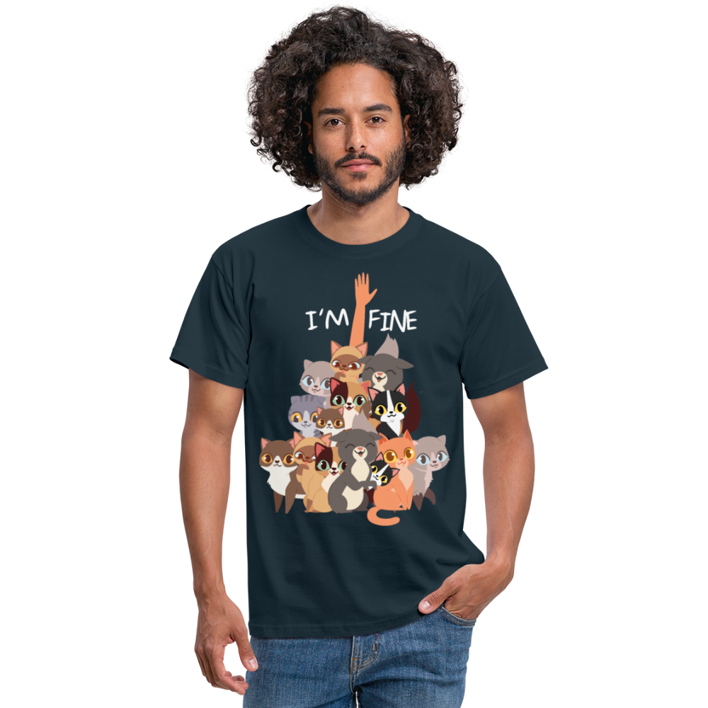 I'm Fine Katzenspruch | Männer T-Shirt - Navy