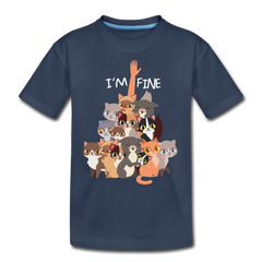 I'm Fine Katzenspruch | Teenager Premium Bio T-Shirt - Navy