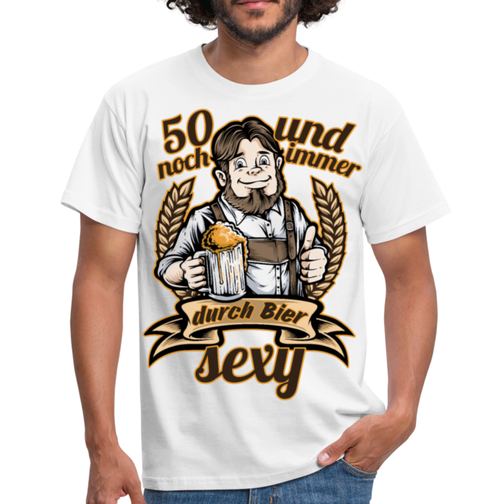 Lustiger Spruch 50er Geburtstag Bier | Männer T-Shirt - Weiß