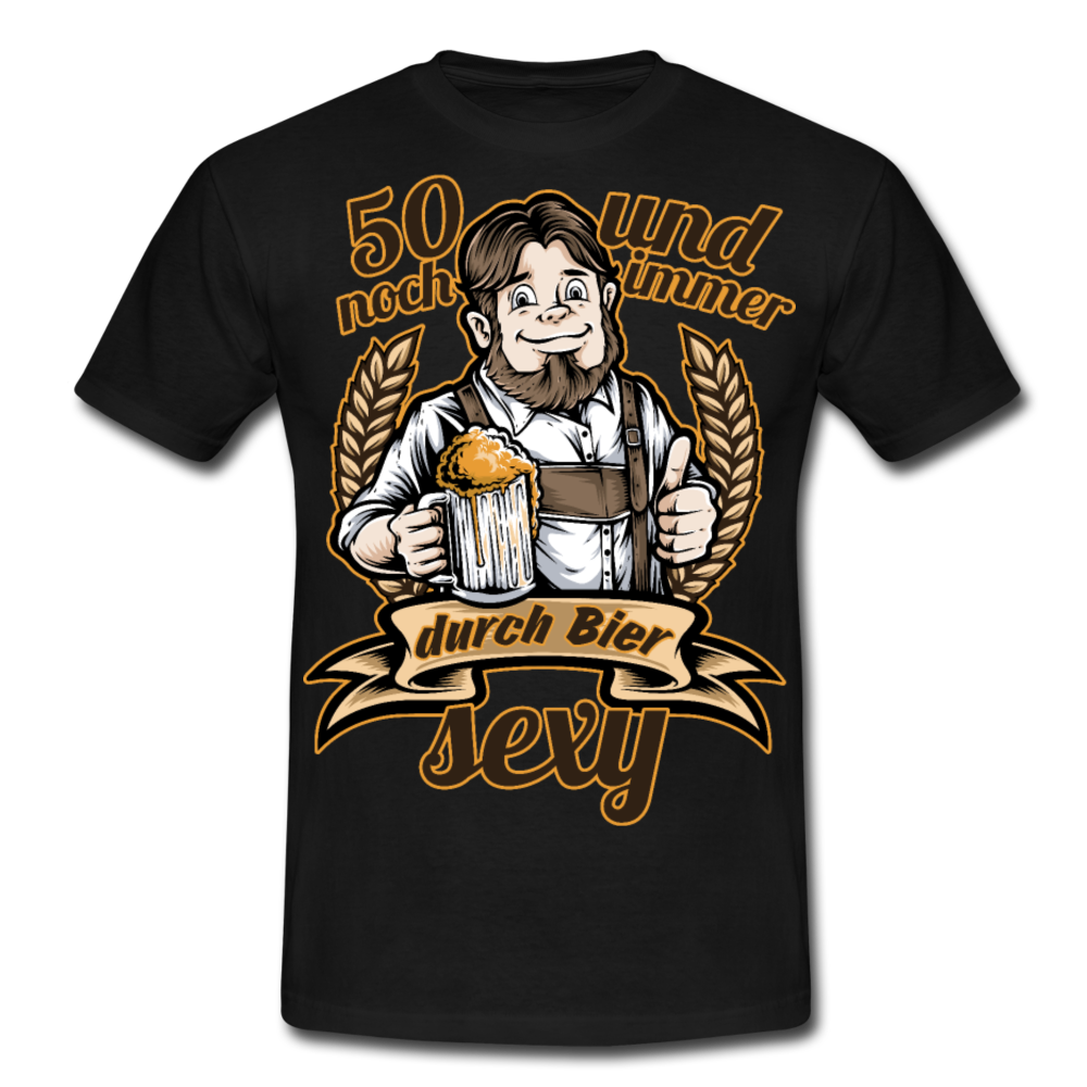 Lustiger Spruch 50er Geburtstag Bier | Männer T-Shirt - Schwarz