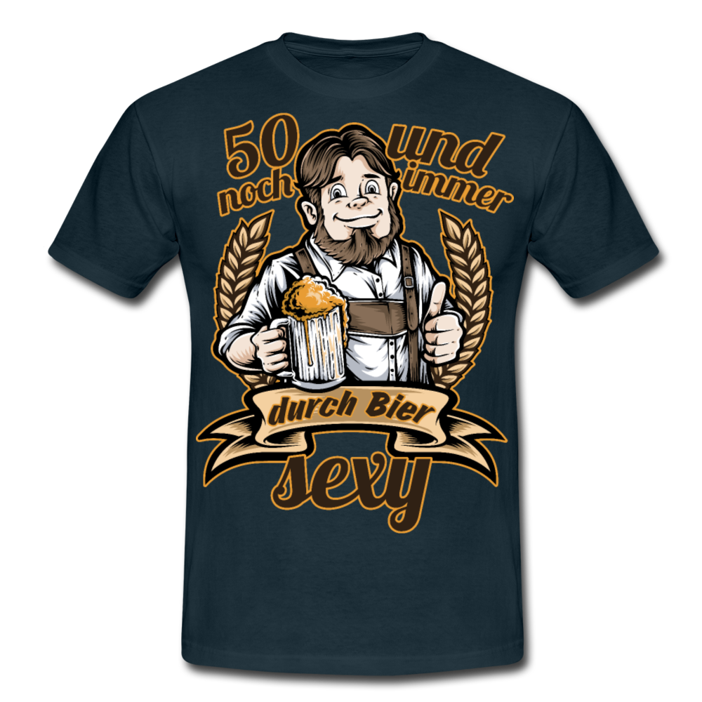 Lustiger Spruch 50er Geburtstag Bier | Männer T-Shirt - Navy