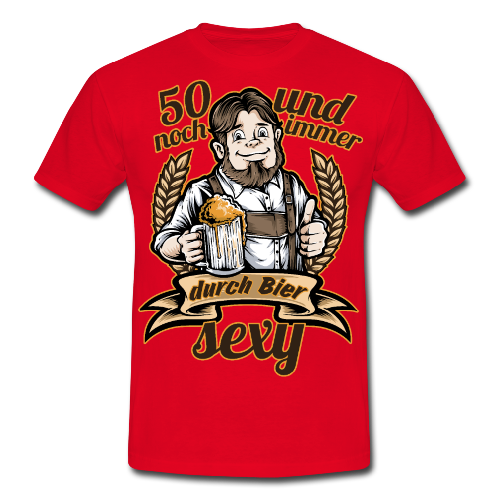 Lustiger Spruch 50er Geburtstag Bier | Männer T-Shirt - Rot