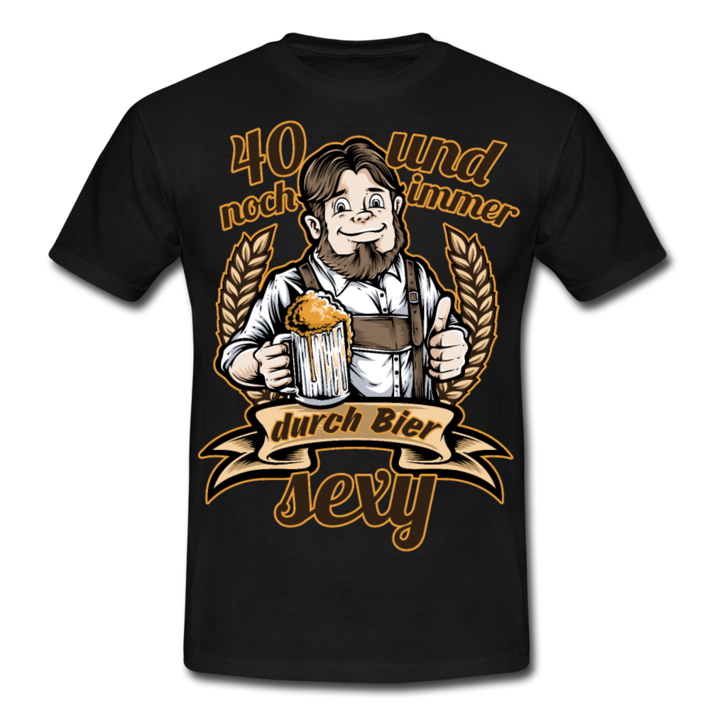 Lustiger Spruch 40. Geburtstag Bier | Männer T-Shirt - Schwarz