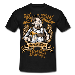 Lustiger Spruch 40. Geburtstag Bier | Männer T-Shirt - Schwarz