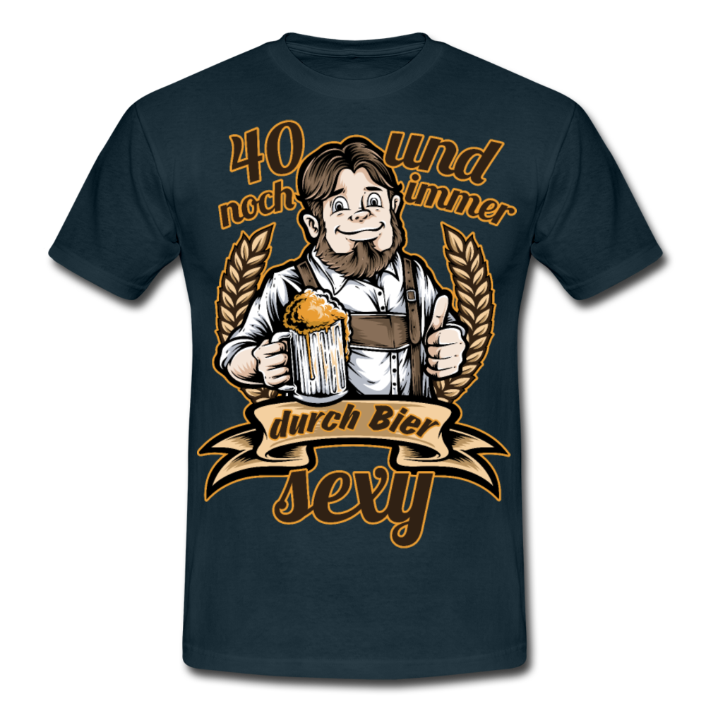 Lustiger Spruch 40. Geburtstag Bier | Männer T-Shirt - Navy