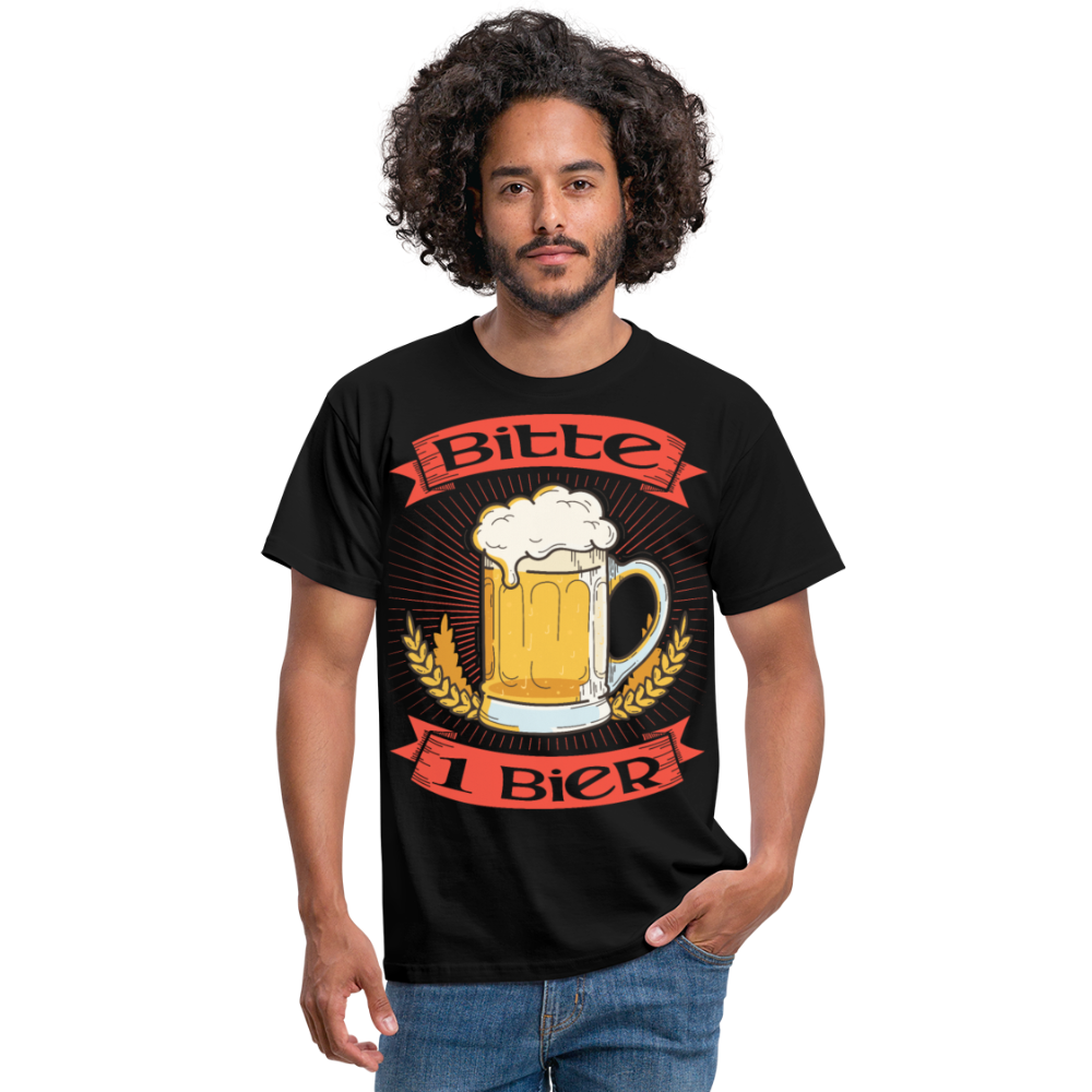 Bitte 1 Bier Lustiger Bier Spruch | Männer T-Shirt - Schwarz