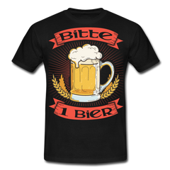 Bitte 1 Bier Lustiger Bier Spruch | Männer T-Shirt - Schwarz