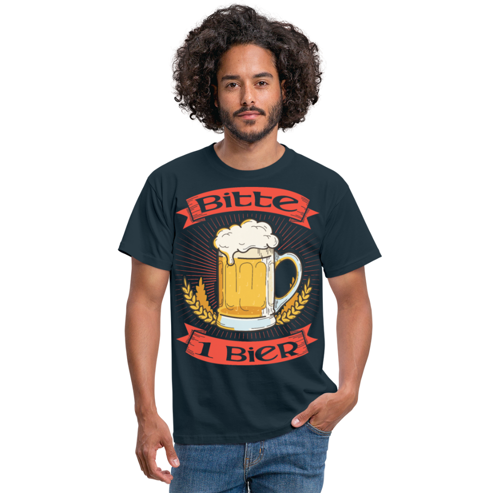 Bitte 1 Bier Lustiger Bier Spruch | Männer T-Shirt - Navy