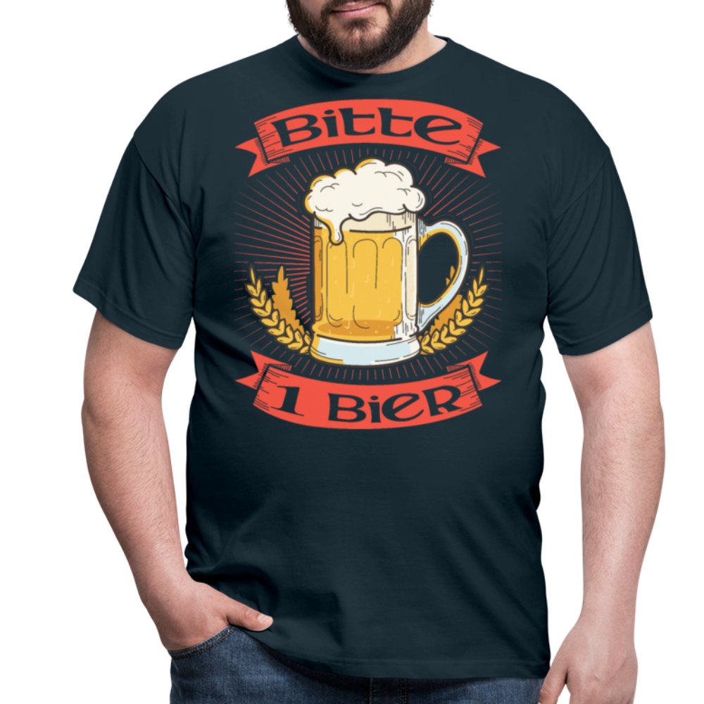 Bitte 1 Bier Lustiger Bier Spruch | Männer T-Shirt - Navy