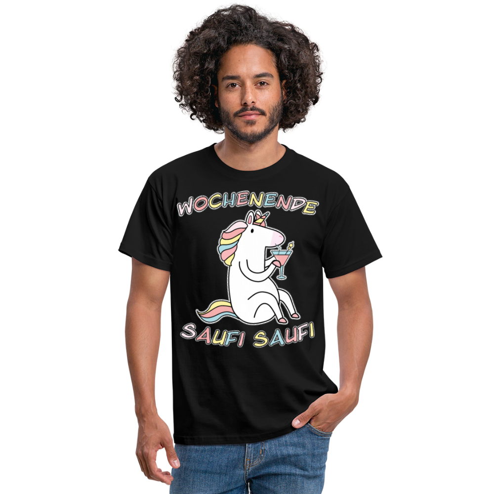 Wochenende Einhorn Endlich Freitag | Männer T-Shirt - Schwarz