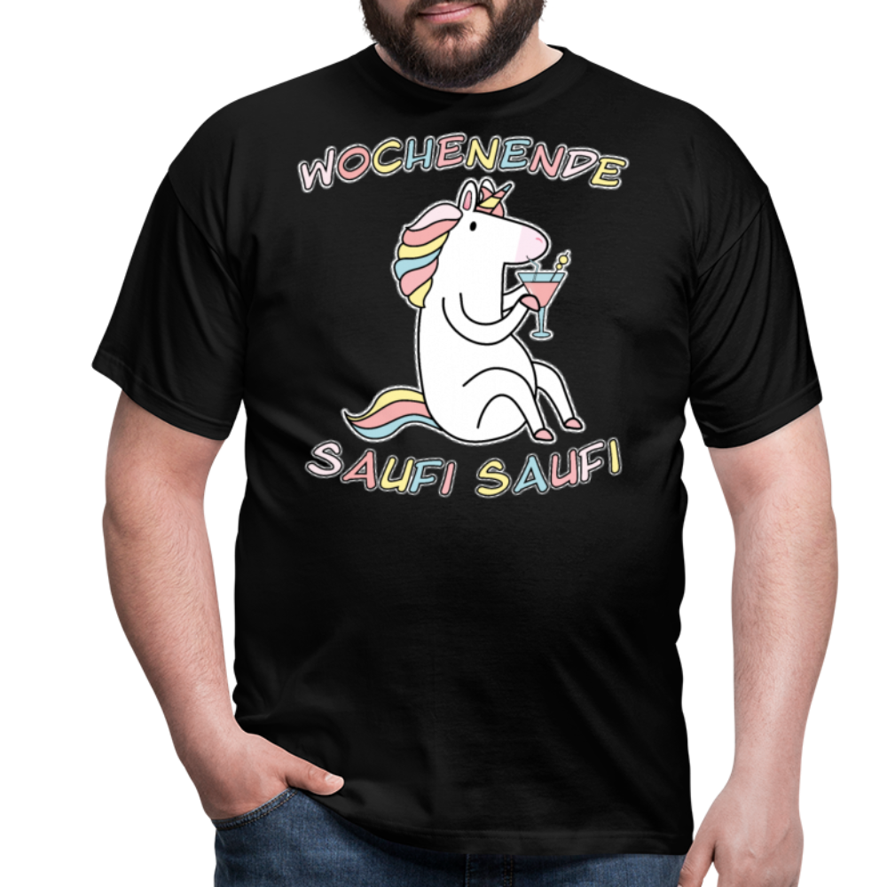 Wochenende Einhorn Endlich Freitag | Männer T-Shirt - Schwarz