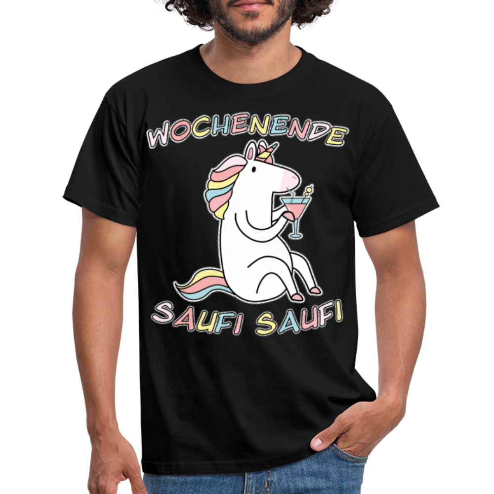 Wochenende Einhorn Endlich Freitag | Männer T-Shirt - Schwarz