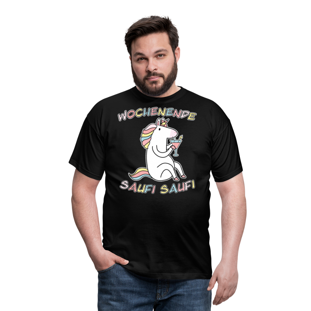 Wochenende Einhorn Endlich Freitag | Männer T-Shirt - Schwarz