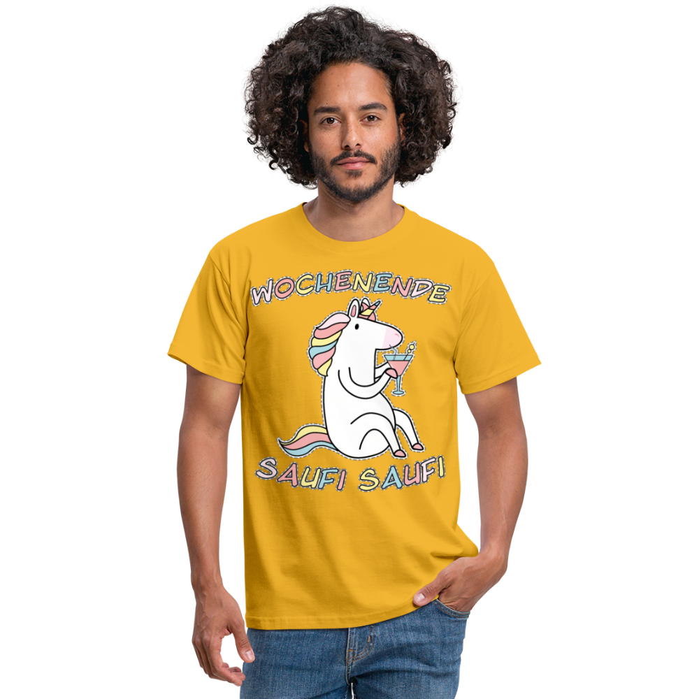 Wochenende Einhorn Endlich Freitag | Männer T-Shirt - Gelb