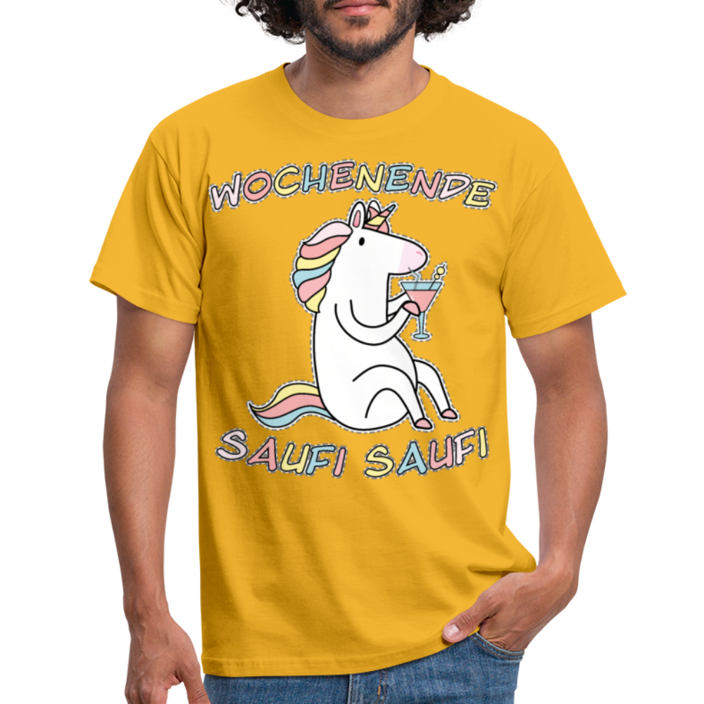 Wochenende Einhorn Endlich Freitag | Männer T-Shirt - Gelb