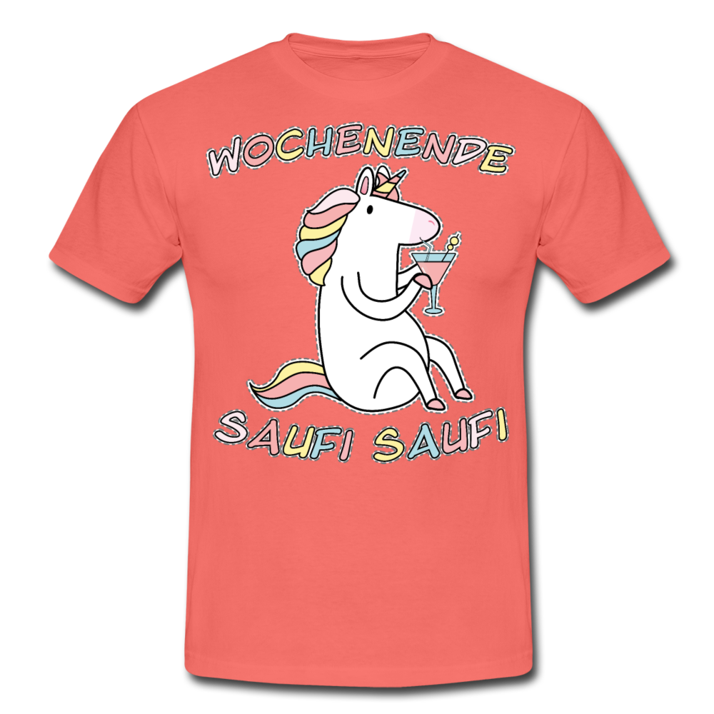 Wochenende Einhorn Endlich Freitag | Männer T-Shirt - Koralle