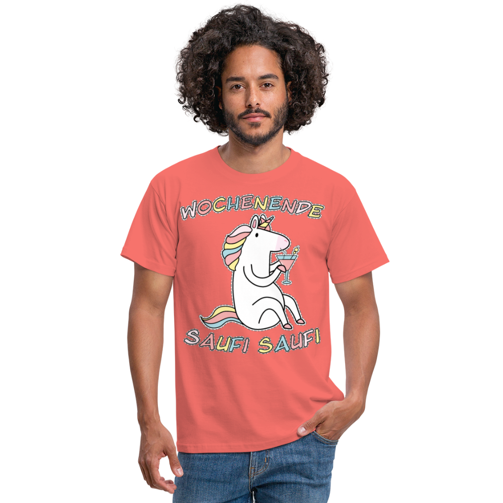 Wochenende Einhorn Endlich Freitag | Männer T-Shirt - Koralle