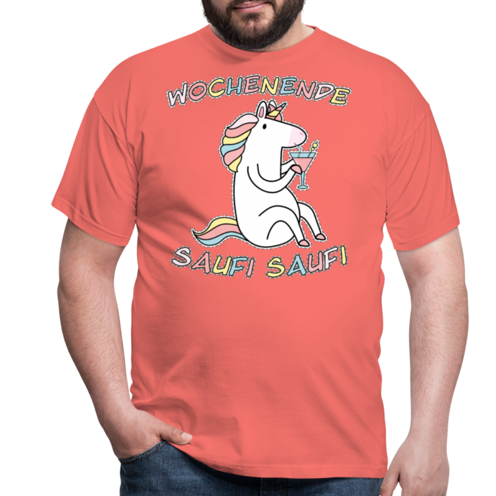 Wochenende Einhorn Endlich Freitag | Männer T-Shirt - Koralle