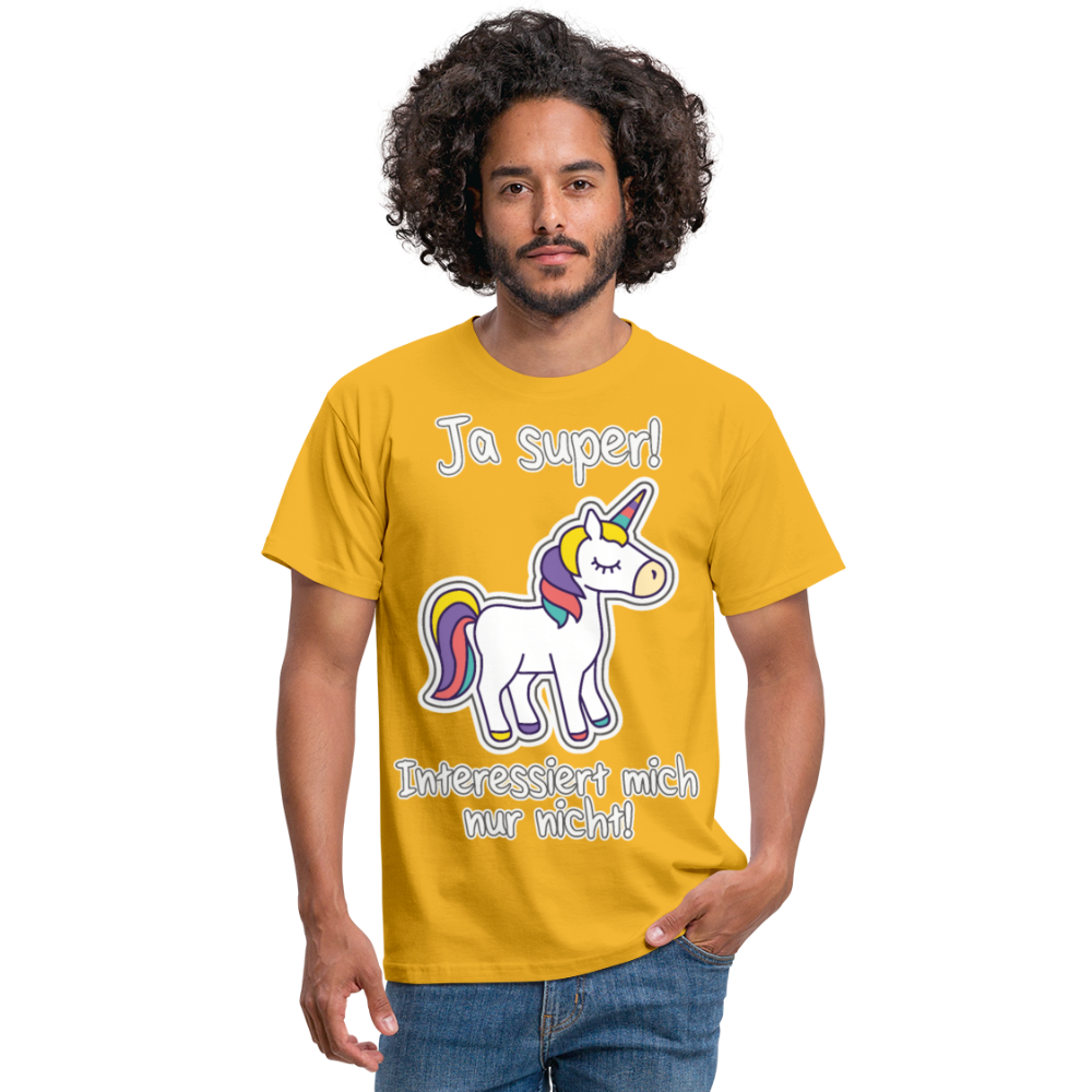 Ja super Einhorn Spruch | Männer T-Shirt - Gelb