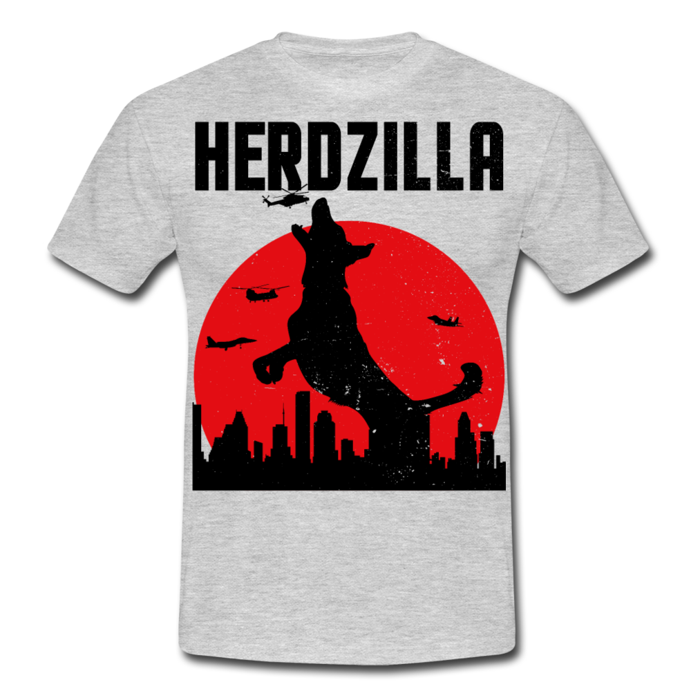 Herdzilla Lustiger Deutscher Schäferhund | Männer T-Shirt - Grau meliert