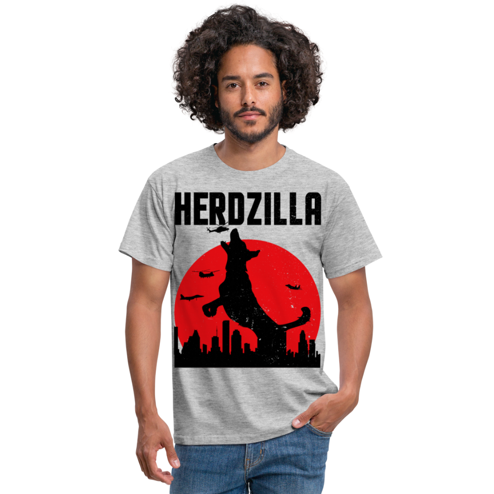 Herdzilla Lustiger Deutscher Schäferhund | Männer T-Shirt - Grau meliert