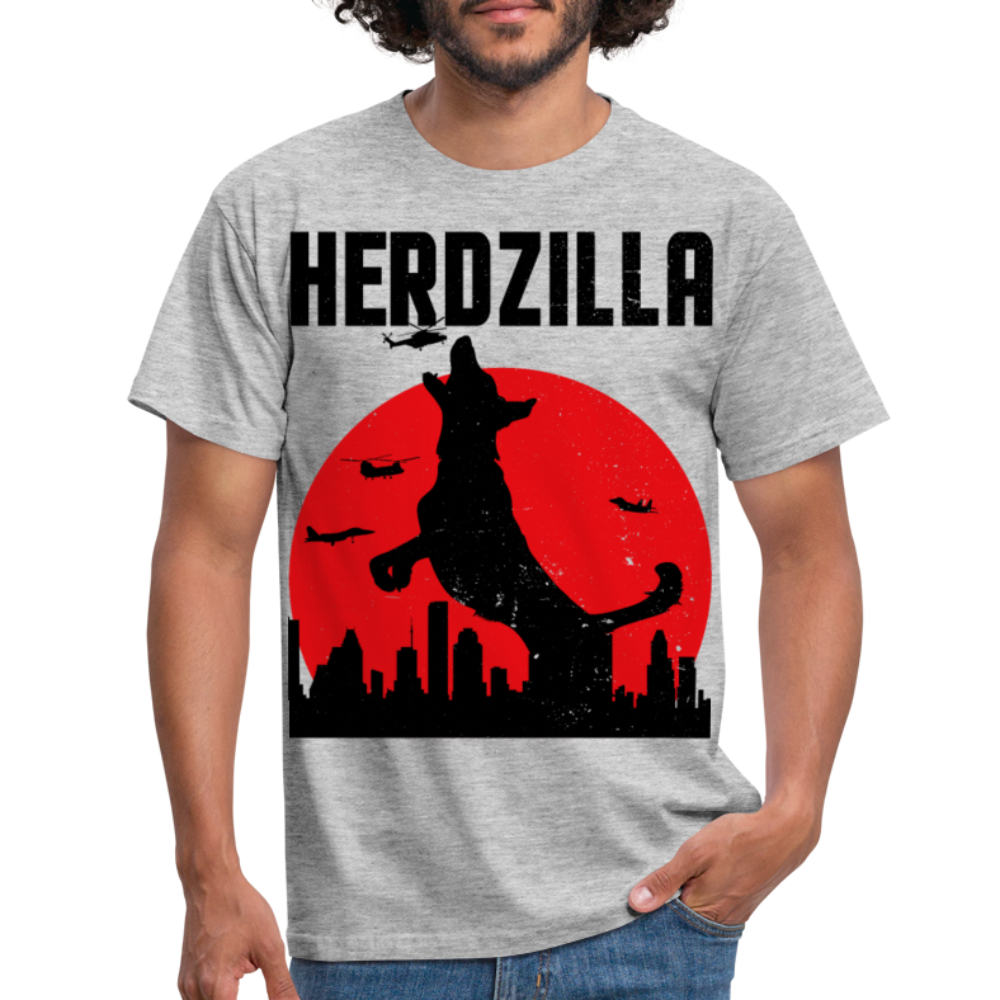Herdzilla Lustiger Deutscher Schäferhund | Männer T-Shirt - Grau meliert