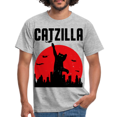 Lustiger Catzilla Katzenspruch | Männer T-Shirt - Grau meliert