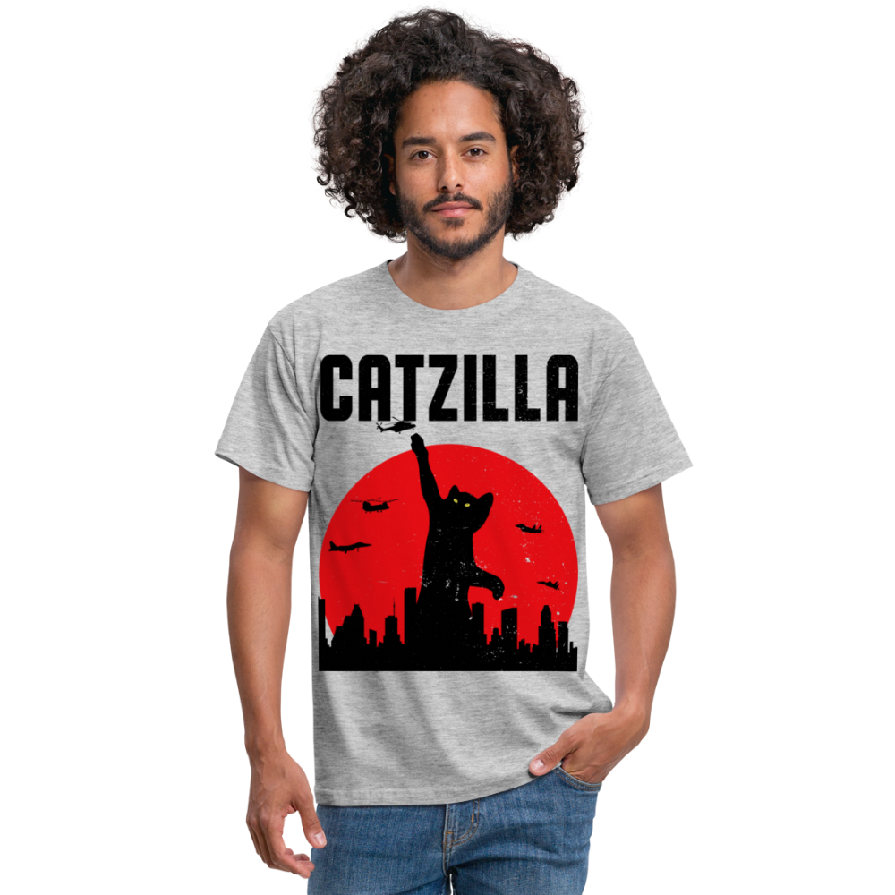 Lustiger Catzilla Katzenspruch | Männer T-Shirt - Grau meliert