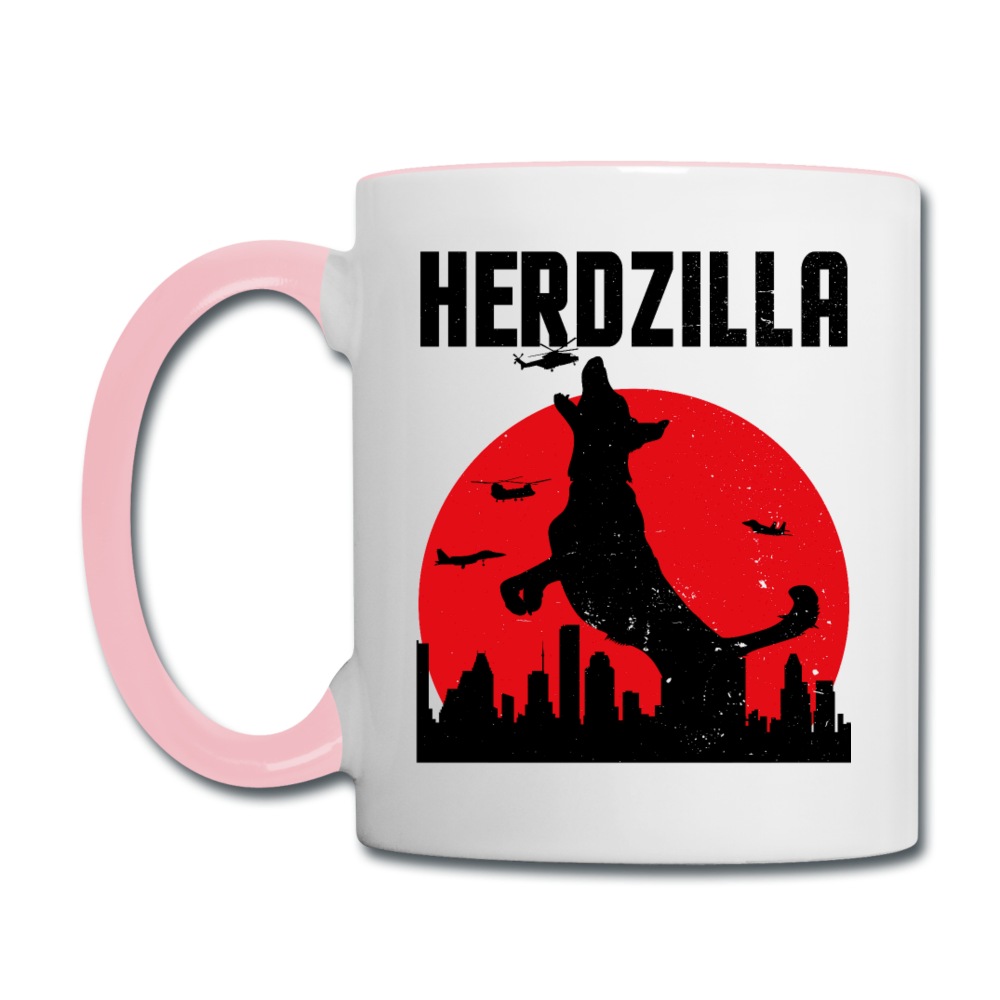 Herdzilla Lustiger Deutscher Schäferhund | Tasse zweifarbig - Weiß/Pink