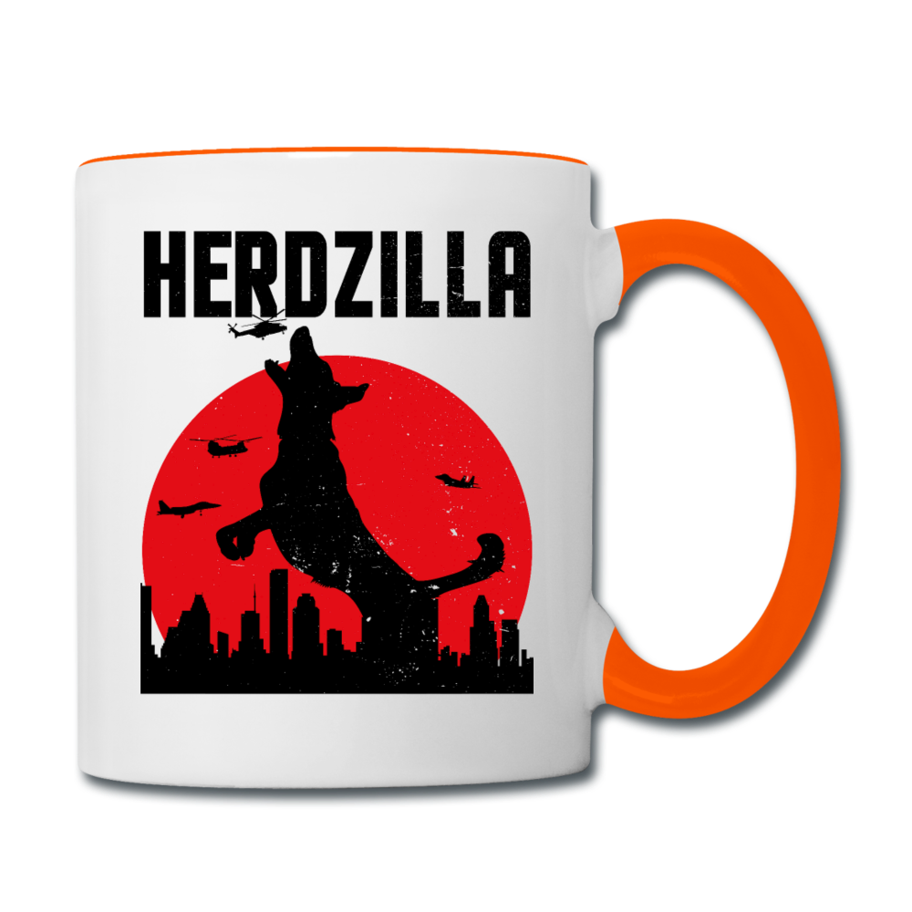 Herdzilla Lustiger Deutscher Schäferhund | Tasse zweifarbig - Weiß/Orange