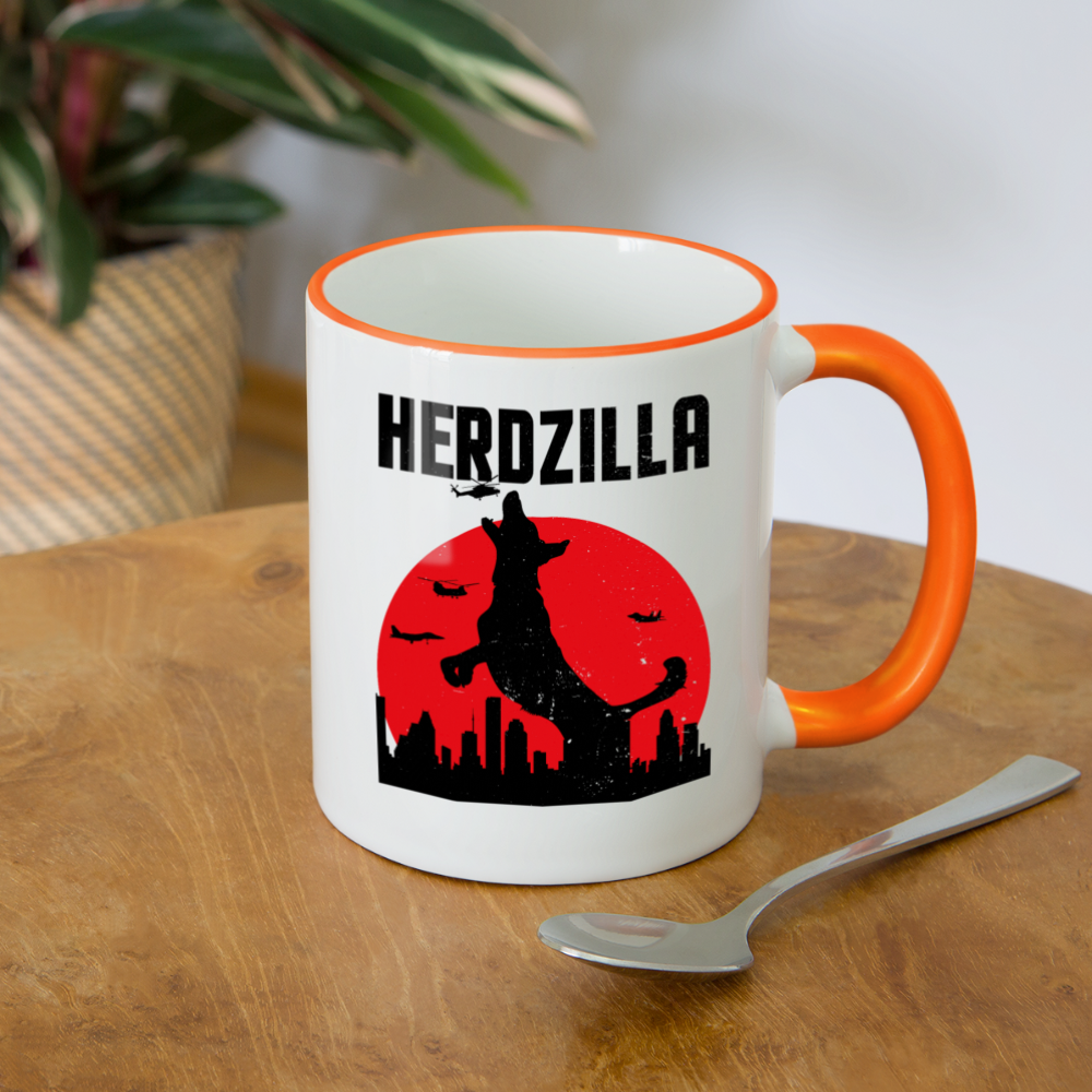 Herdzilla Lustiger Deutscher Schäferhund | Tasse zweifarbig - Weiß/Orange