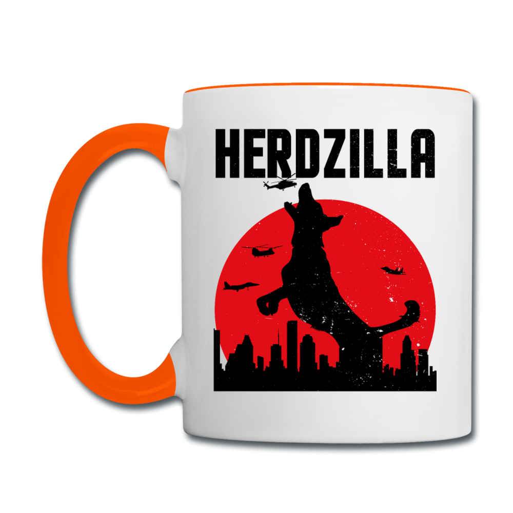 Herdzilla Lustiger Deutscher Schäferhund | Tasse zweifarbig - Weiß/Orange