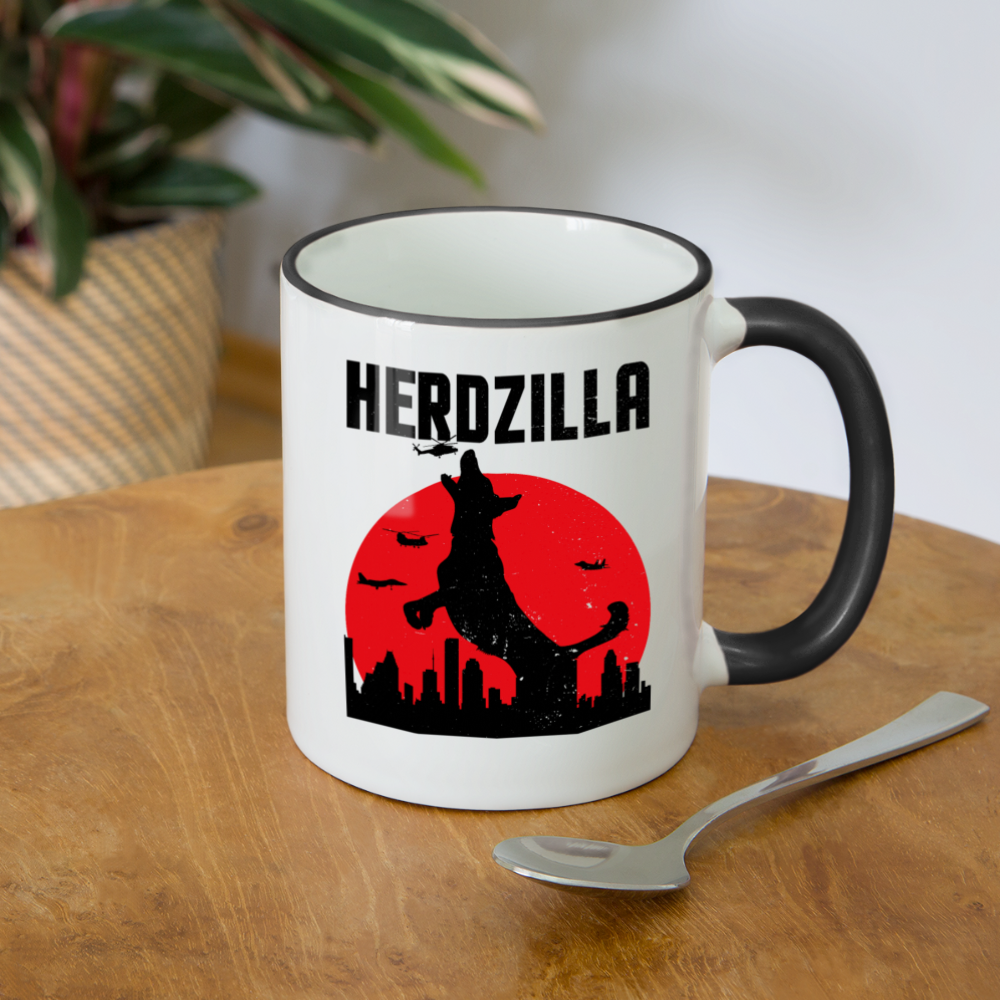 Herdzilla Lustiger Deutscher Schäferhund | Tasse zweifarbig - Weiß/Schwarz