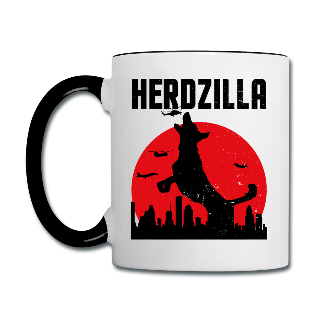 Herdzilla Lustiger Deutscher Schäferhund | Tasse zweifarbig - Weiß/Schwarz