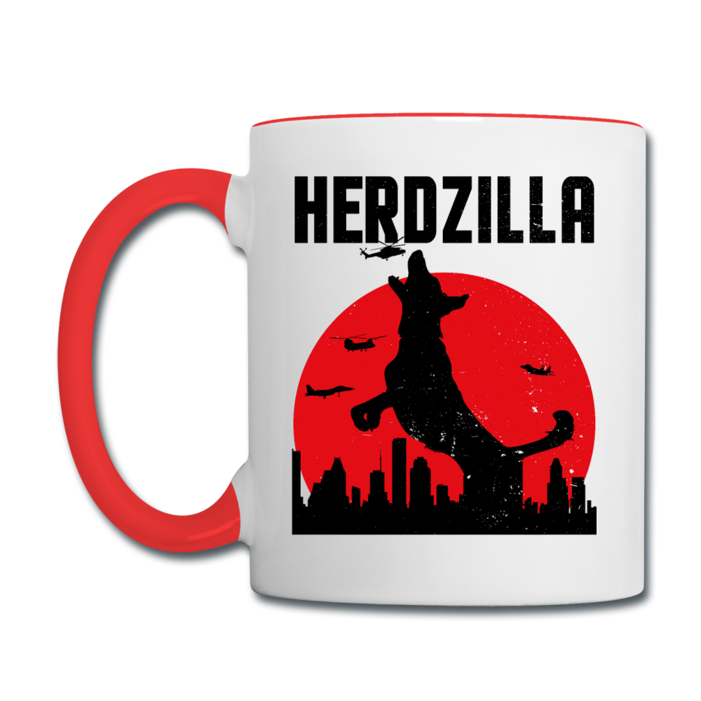 Herdzilla Lustiger Deutscher Schäferhund | Tasse zweifarbig - Weiß/Rot