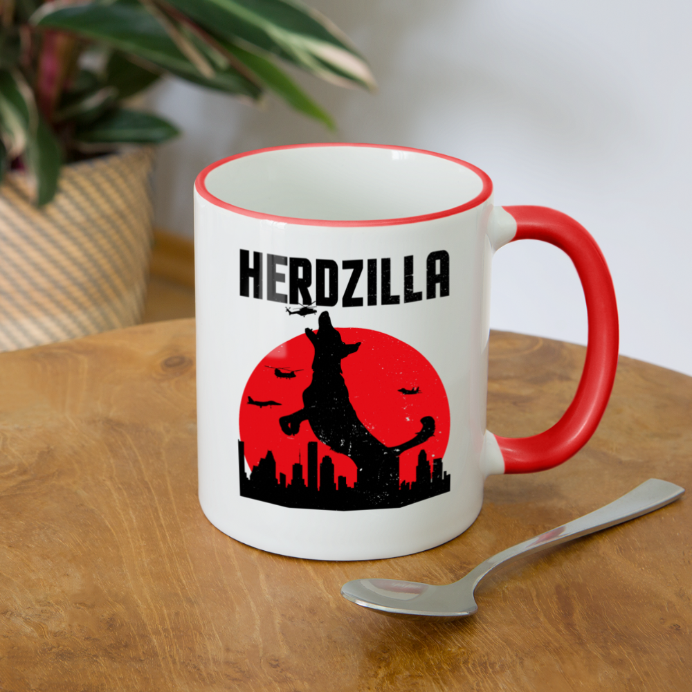 Herdzilla Lustiger Deutscher Schäferhund | Tasse zweifarbig - Weiß/Rot