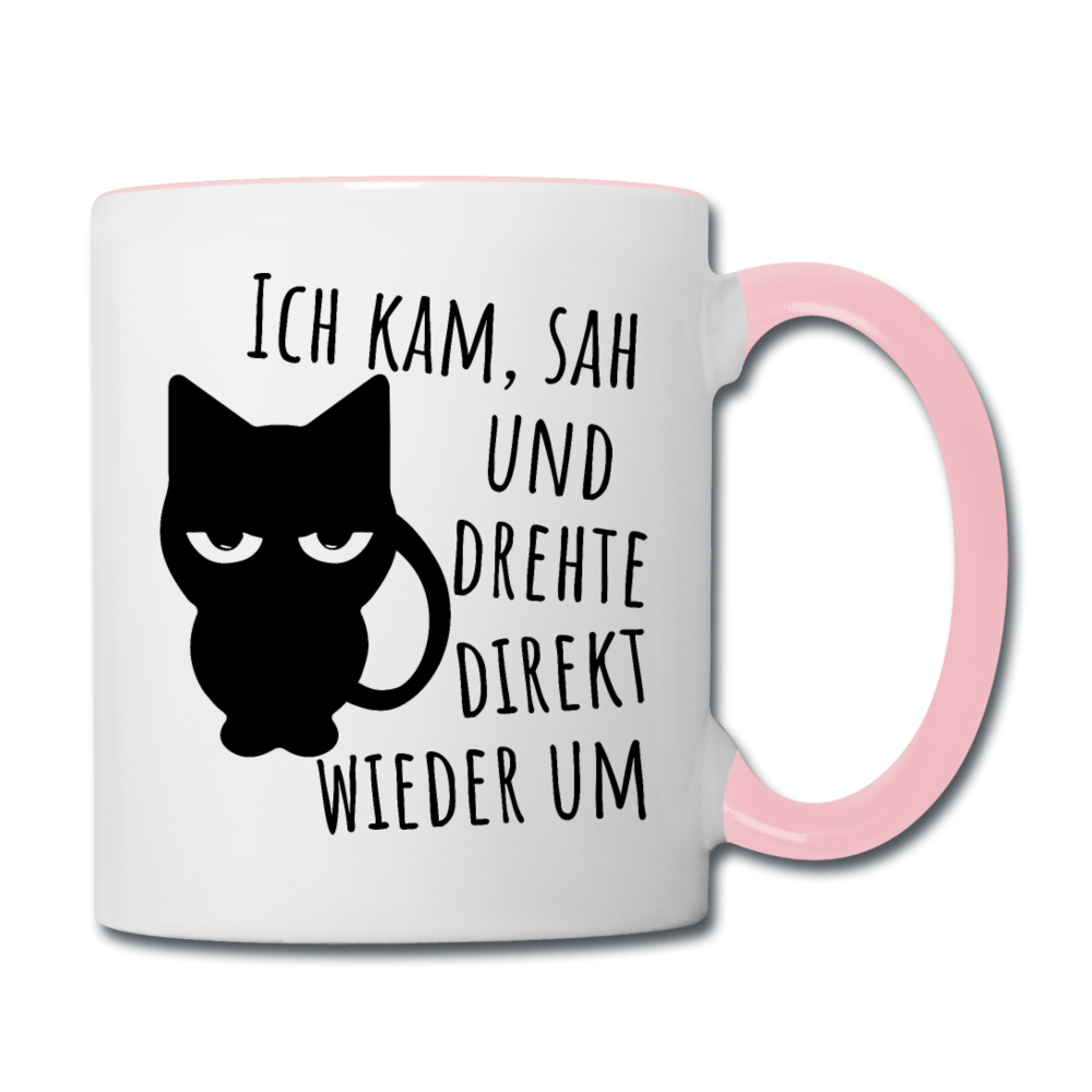 Kam Sah drehte um | Tasse zweifarbig - Weiß/Pink