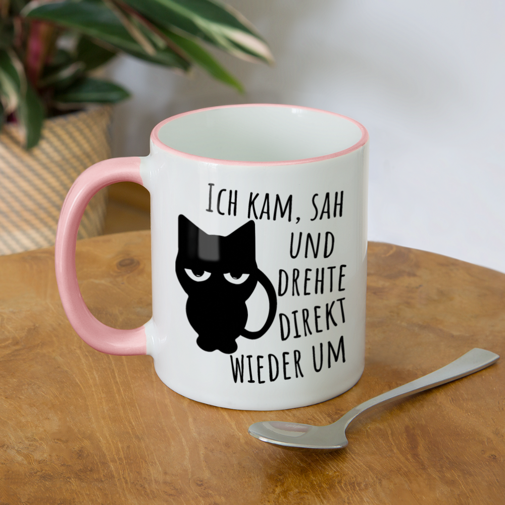 Kam Sah drehte um | Tasse zweifarbig - Weiß/Pink