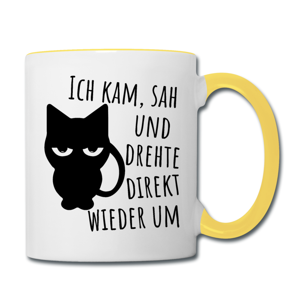 Kam Sah drehte um | Tasse zweifarbig - Weiß/Gelb