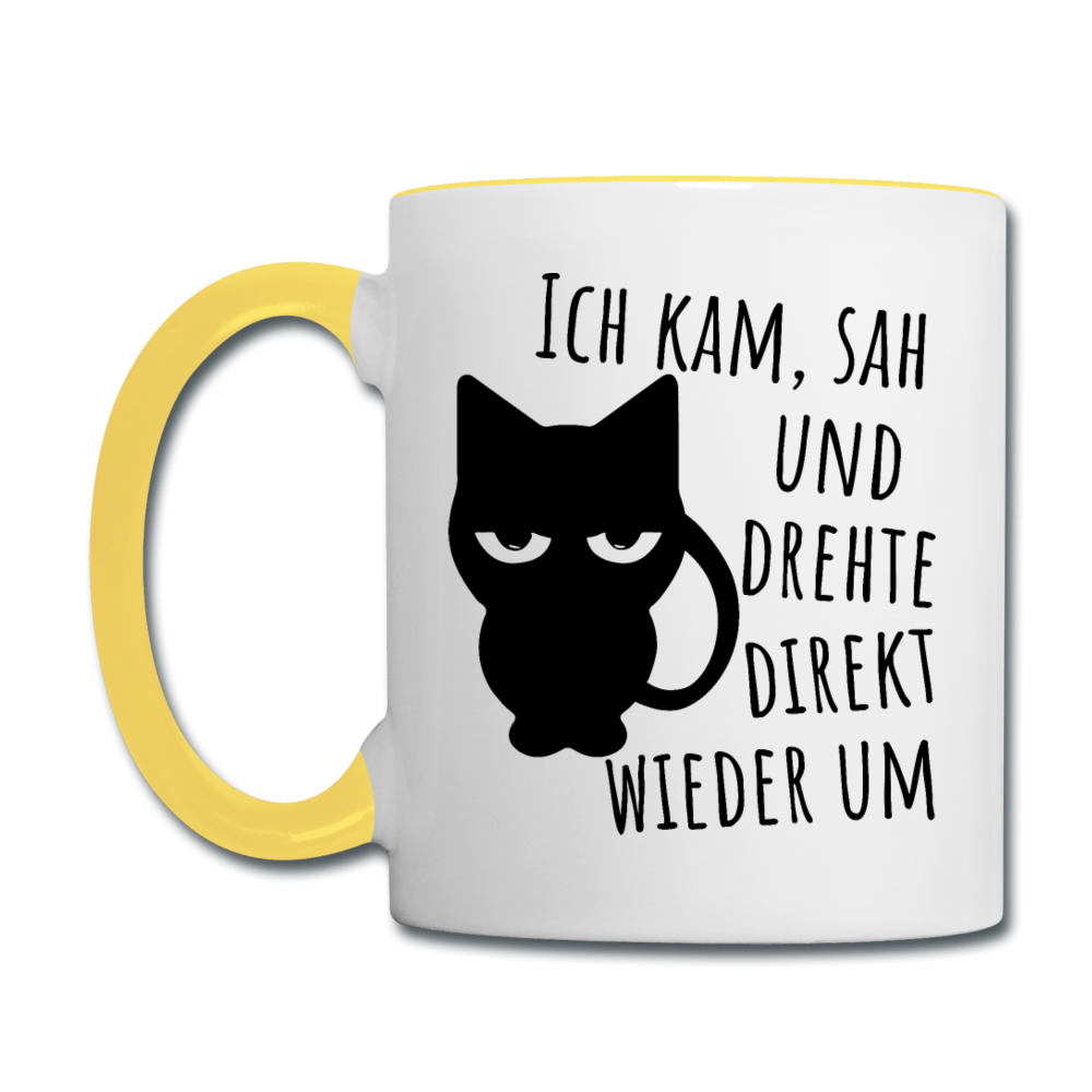 Kam Sah drehte um | Tasse zweifarbig - Weiß/Gelb