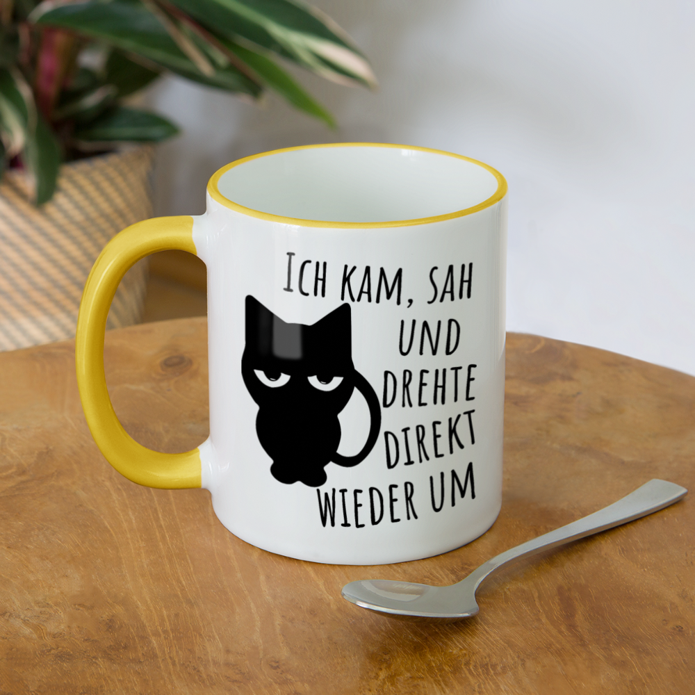 Kam Sah drehte um | Tasse zweifarbig - Weiß/Gelb