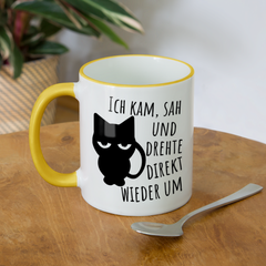 Kam Sah drehte um | Tasse zweifarbig - Weiß/Gelb