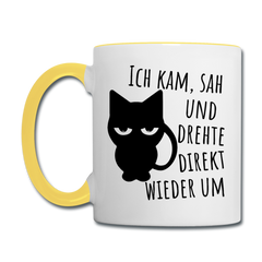 Kam Sah drehte um | Tasse zweifarbig - Weiß/Gelb