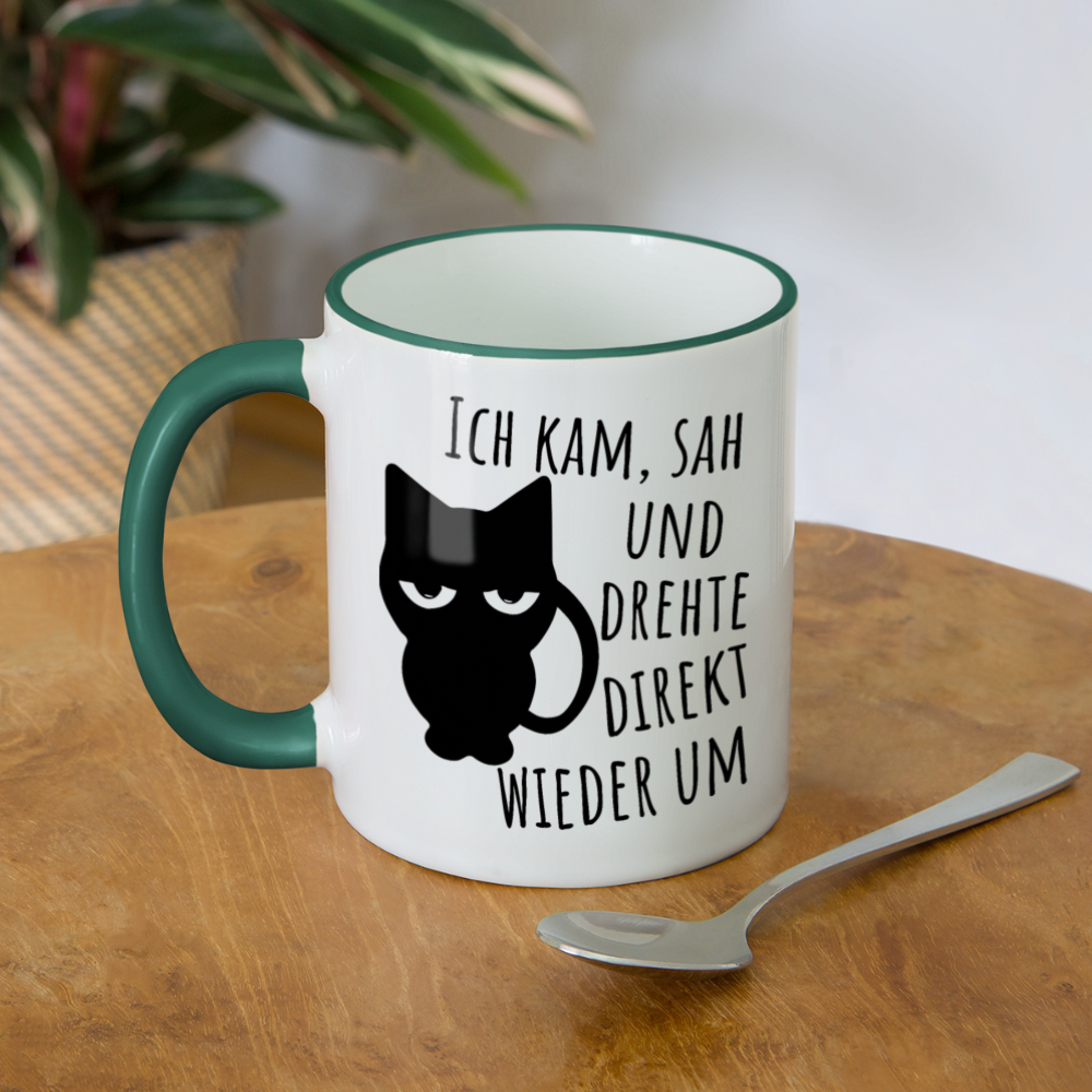 Kam Sah drehte um | Tasse zweifarbig - Weiß/Dunkelgrün